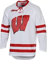 Under Armour Men's Wisconsin Badgers White Replica Hockey Jersey