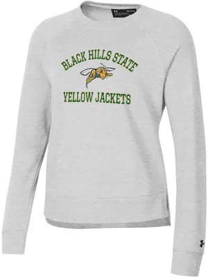 Under Armour Women's Black Hills State Yellow Jackets Silver Heather All Day Arched Logo Crew Pullover Sweatshirt