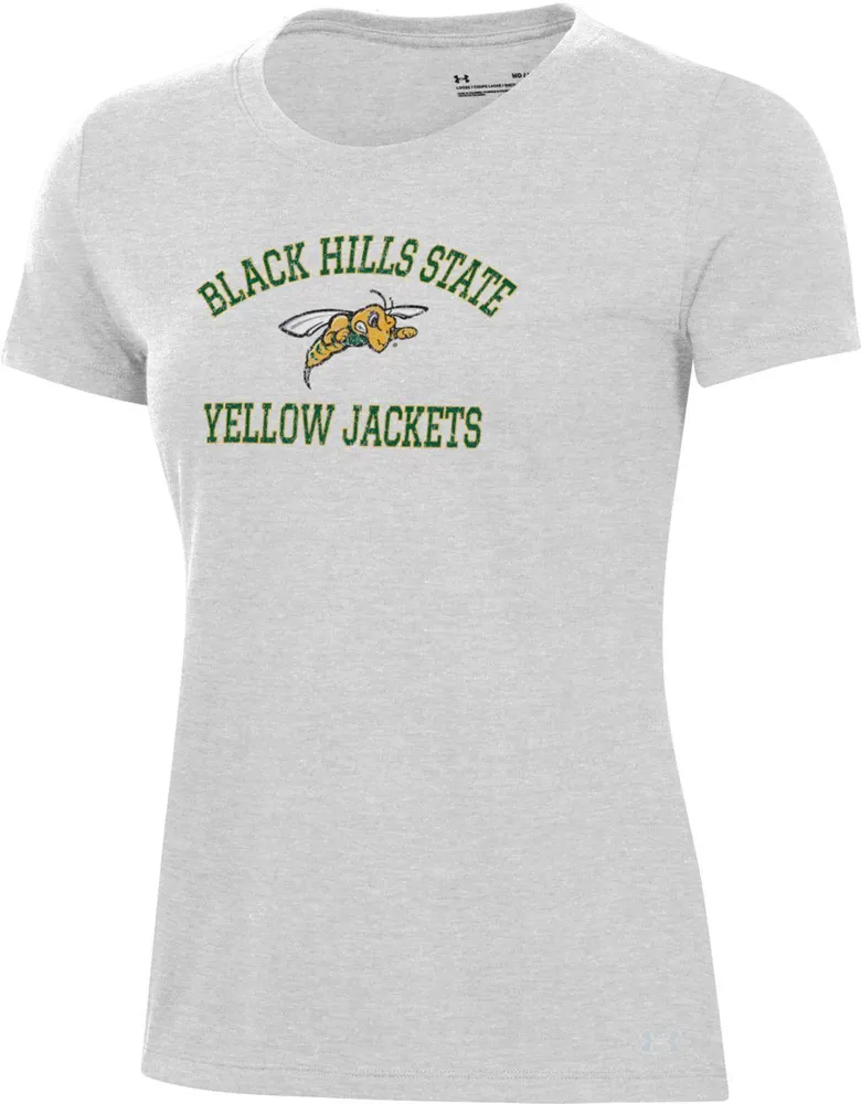 Under Armour Women's Black Hills State Yellow Jackets Silver Heather Pennant T-Shirt