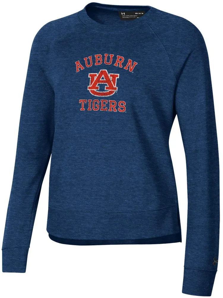 Under Armour Women's Auburn Tigers Navy Heather All Day Arched Logo Crew Pullover Sweatshirt