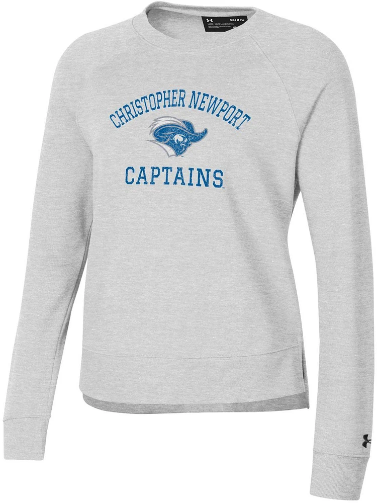 Under Armour Women's Christopher Newport Captains Silver Heather All Day Arched Logo Crew Pullover Sweatshirt