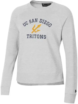 Under Armour Women's UC San Diego Tritons Silver Heather All Day Arched Logo Crew Pullover Sweatshirt