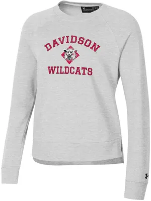 Under Armour Women's Davidson Wildcats Silver Heather All Day Arched Logo Crew Pullover Sweatshirt