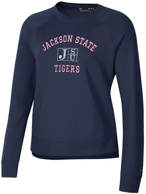 Under Armour Women's Jackson State Tigers Navy Blue All Day Arched Logo Crew Pullover Sweatshirt