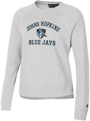 Under Armour Women's Johns Hopkins Blue Jays Silver Heather All Day Arched Logo Crew Pullover Sweatshirt