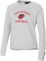 Under Armour Women's Lamar Cardinals Silver Heather All Day Arched Logo Crew Pullover Sweatshirt