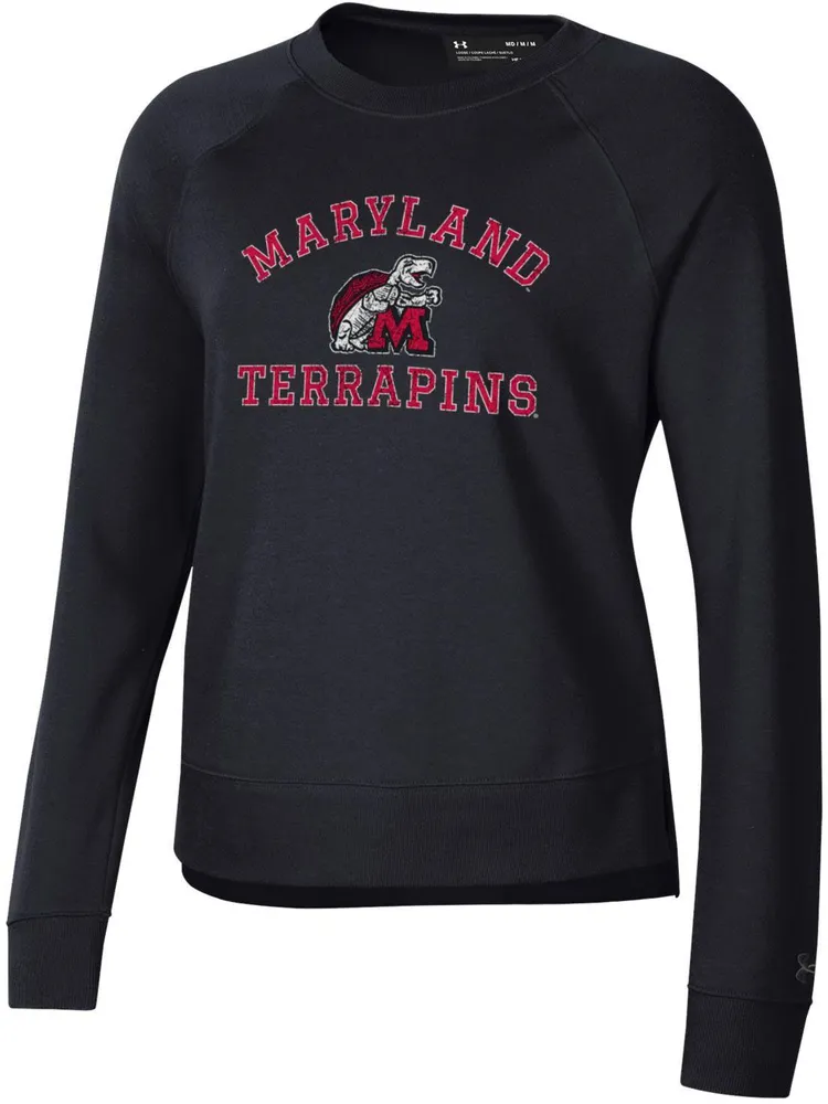 Under Armour Women's Maryland Terrapins Black All Day Arched Logo Crew Pullover Sweatshirt