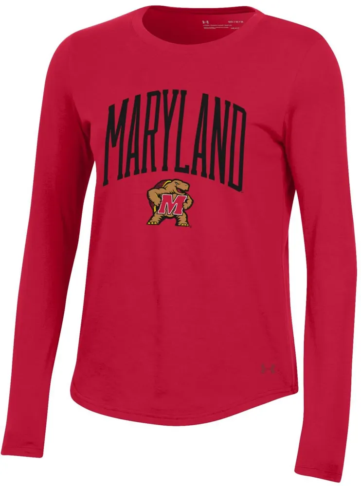 Under Armour Women's Maryland Terrapins Red Performance Cotton Long Sleeve T-Shirt