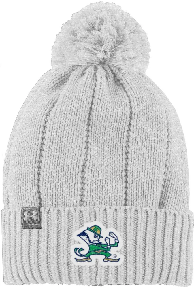 Under Armour Women's Notre Dame Fighting Irish Silver Heather Pom Knit Beanie