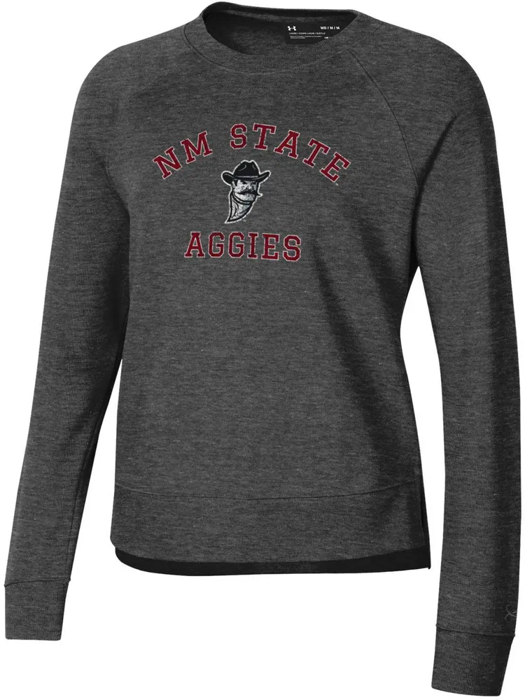 Under Armour Women's New Mexico State Aggies Black Heather All Day Arched Logo Crew Pullover Sweatshirt