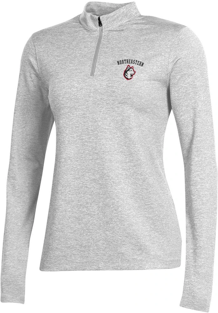 Under Armour Women's Northeastern Huskies Grey Mesh 1/4 Zip Pullover