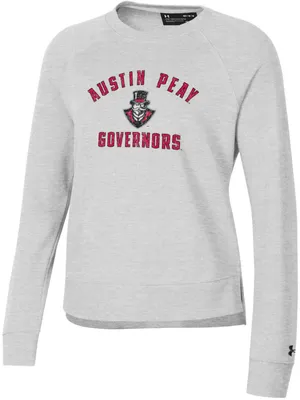 Under Armour Women's Austin Peay Governors Silver Heather All Day Arched Logo Crew Pullover Sweatshirt