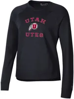 Under Armour Women's Utah Utes Black All Day Arched Logo Crew Pullover Sweatshirt