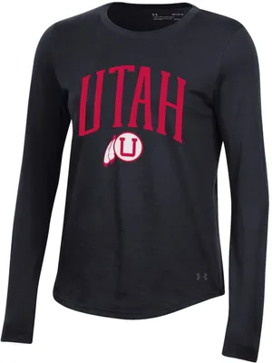 Under Armour Women's Utah Utes Black Performance Cotton Long Sleeve T-Shirt