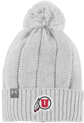 Under Armour Women's Utah Utes Silver Heather Pom Knit Beanie