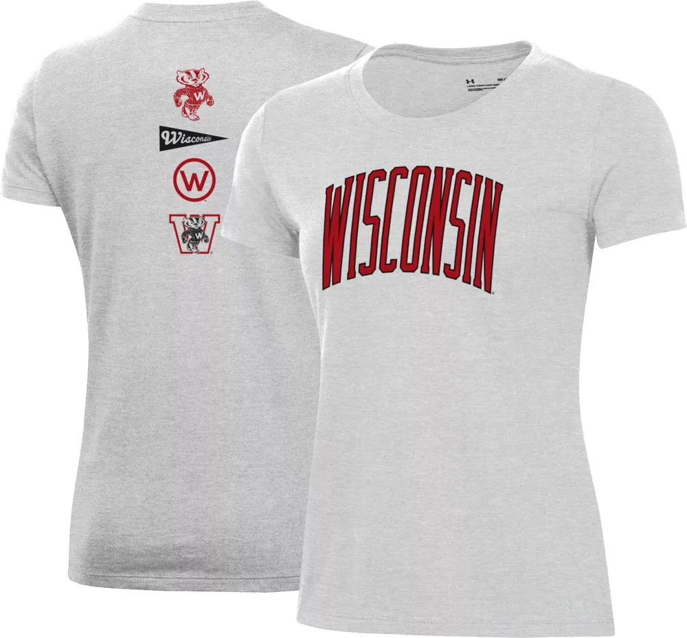 Under Armour Women's Wisconsin Badgers Silver Heather Pennant T-Shirt