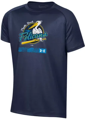 Under Armour Youth Myrtle Beach Pelicans Navy Tech T-Shirt