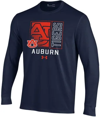 Under Armour Youth Auburn Tigers Navy Block Art Performance Cotton Long Sleeve T-Shirt