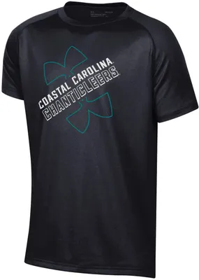 Under Armour Youth Coastal Carolina Chanticleers Black Logo Lockup Tech Performance T-Shirt