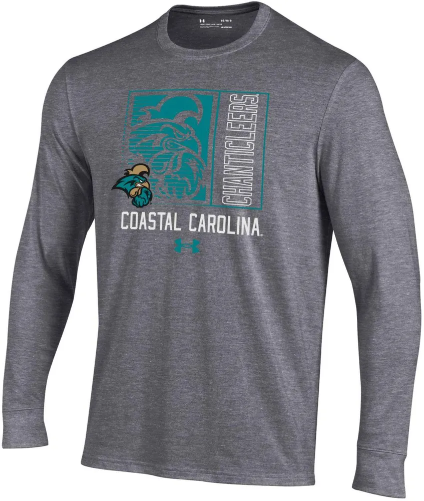 Under Armour Youth Coastal Carolina Chanticleers Carbon Heather Block Art Performance Cotton Long Sleeve T-Shirt