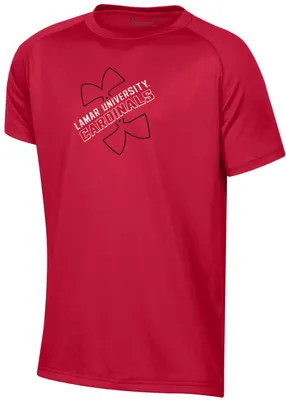 Under Armour Youth Lamar Cardinals Red Logo Lockup Tech Performance T-Shirt