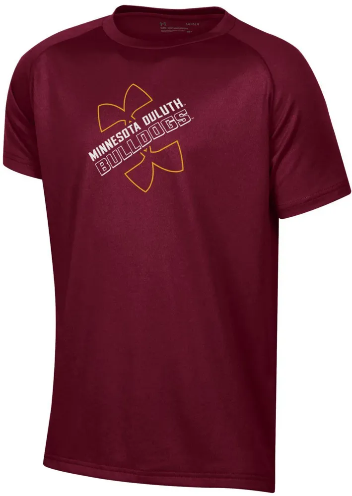 Under Armour Youth Minnesota-Duluth  Bulldogs Maroon Logo Lockup Tech Performance T-Shirt