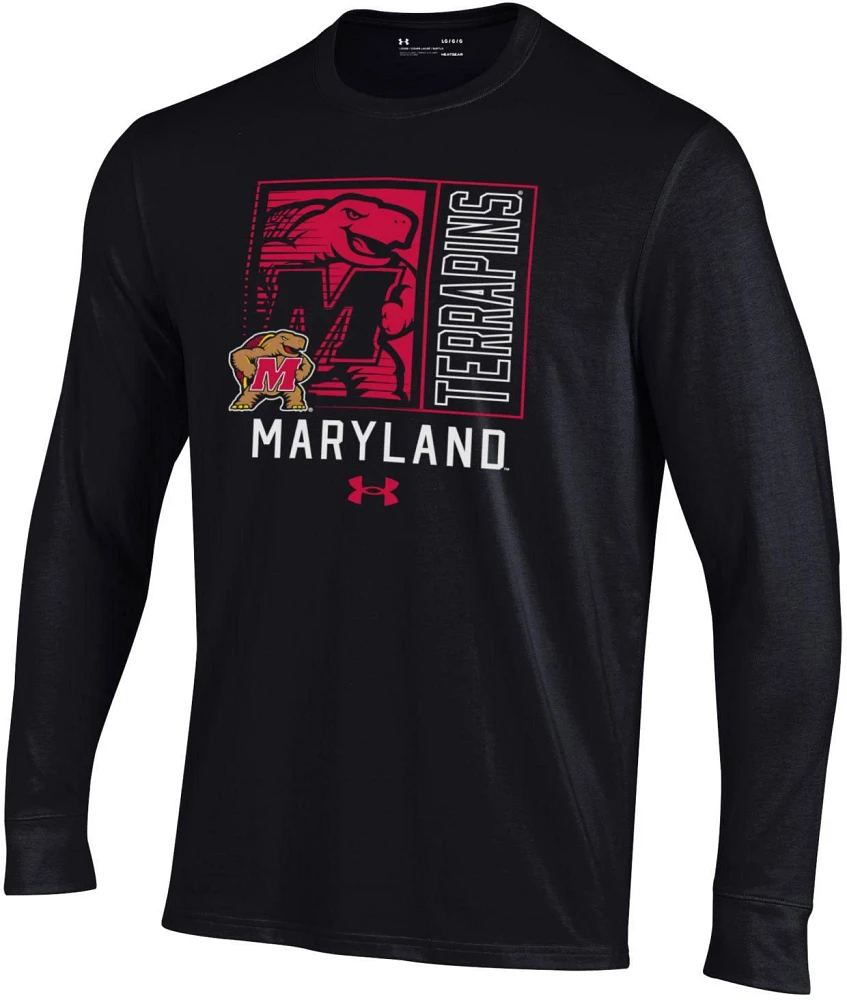 Under Armour Youth Maryland Terrapins Black Block Art Performance Cotton Long Sleeve T-Shirt