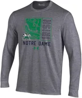 Under Armour Youth Notre Dame Fighting Irish Carbon Heather Block Art Performance Cotton Long Sleeve T-Shirt