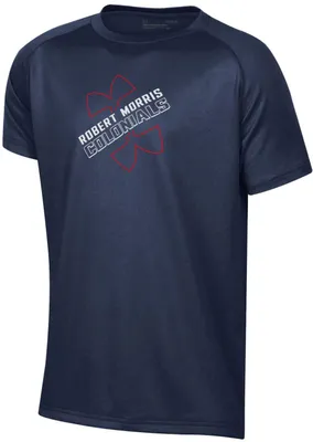 Under Armour Youth Robert Morris Colonials Navy Blue Logo Lockup Tech Performance T-Shirt