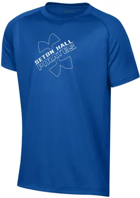 Under Armour Youth Seton Hall Pirates Blue Logo Lockup Tech Performance T-Shirt