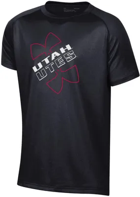 Under Armour Youth Utah Utes Black Logo Lockup Tech Performance T-Shirt