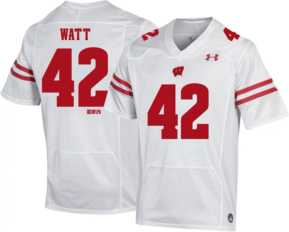 Under Armour Youth Wisconsin Badgers T.J. Watt #42 White Replica Football Jersey