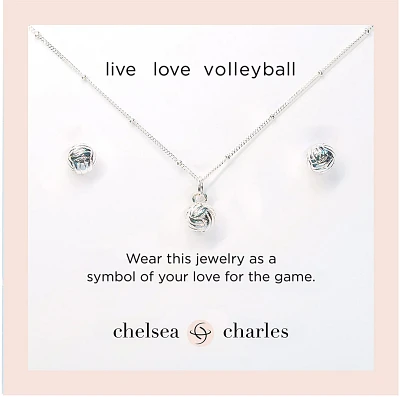 Chelsea Charles Girls' Sport Volleyball Necklace and Earrings Set