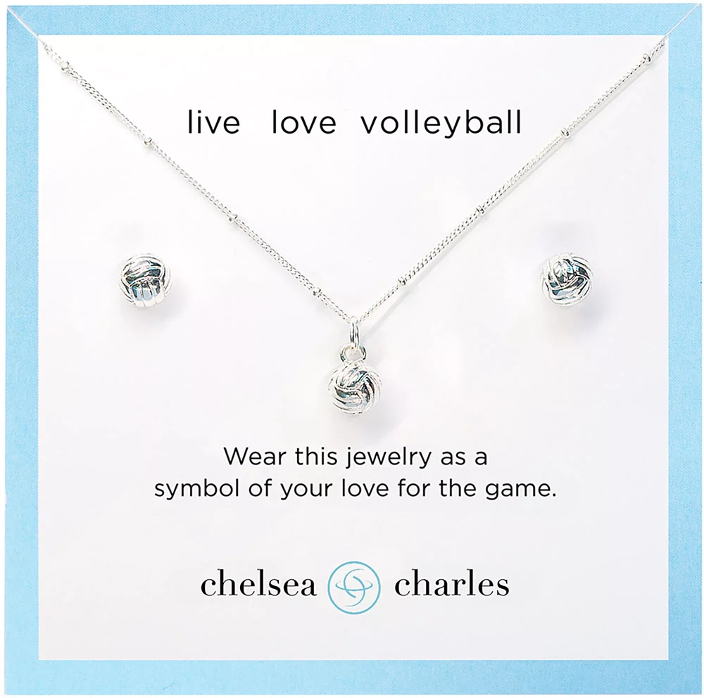 Chelsea Charles Women's Sport Volleyball Necklace and Earrings Gift Set