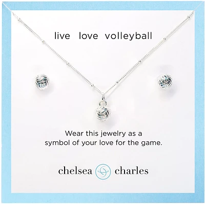 Chelsea Charles Women's Sport Volleyball Necklace and Earrings Gift Set