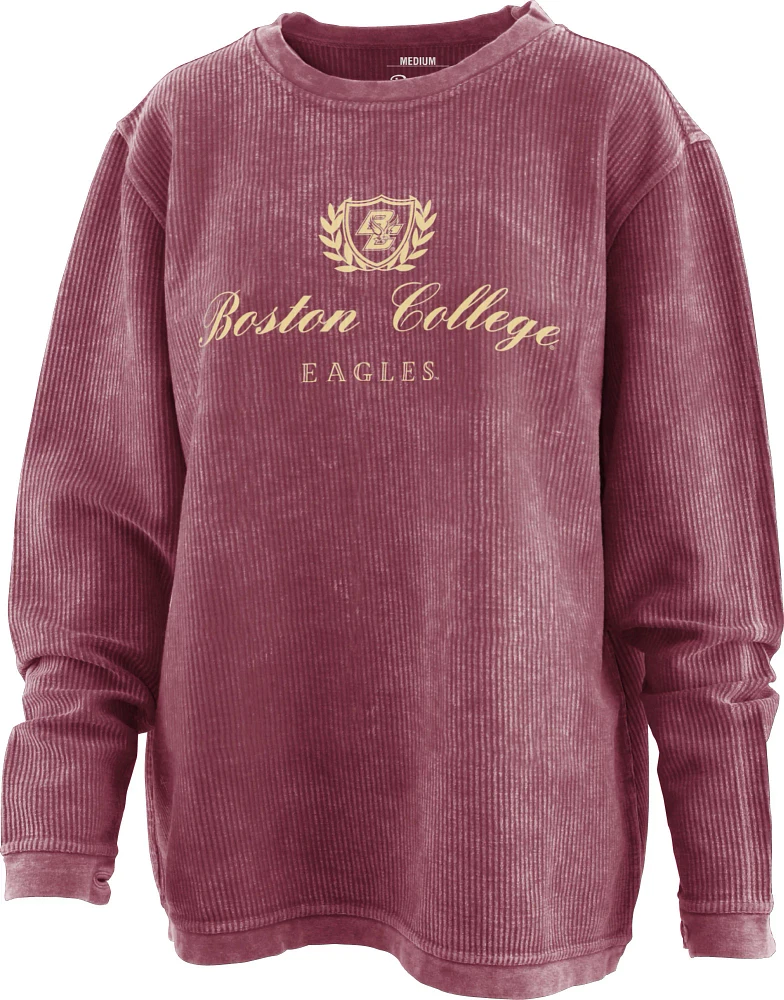 Pressbox Women's Boston College Eagles Maroon Corded Crew Neck Sweatshirt