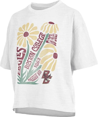 Pressbox Women's Boston College Eagles White Daisy Crop T-Shirt