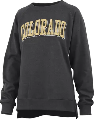 Pressbox Women's Colorado Buffaloes Black Michelin Twisted Crew Pullover Sweatshirt