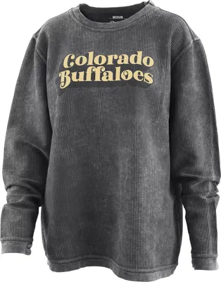 Pressbox Women's Colorado Buffaloes Black Corded Crew Pullover Sweatshirt