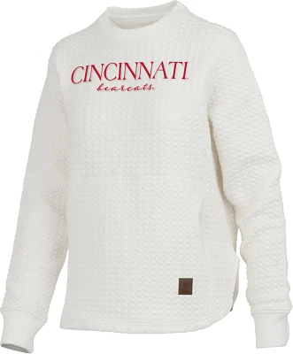 Pressbox Women's Cincinnati Bearcats Ivory Bubble Knit Crew Pullover Sweatshirt