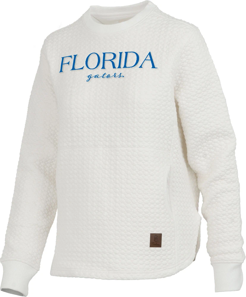 Pressbox Women's Florida Gators Ivory Bubble Knit Crew Pullover Sweatshirt