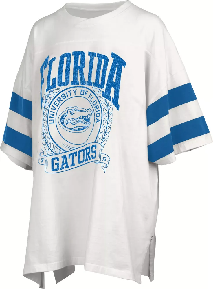 Pressbox Women's Florida Gators White Oversized Rock N' Roll Crewneck T-Shirt