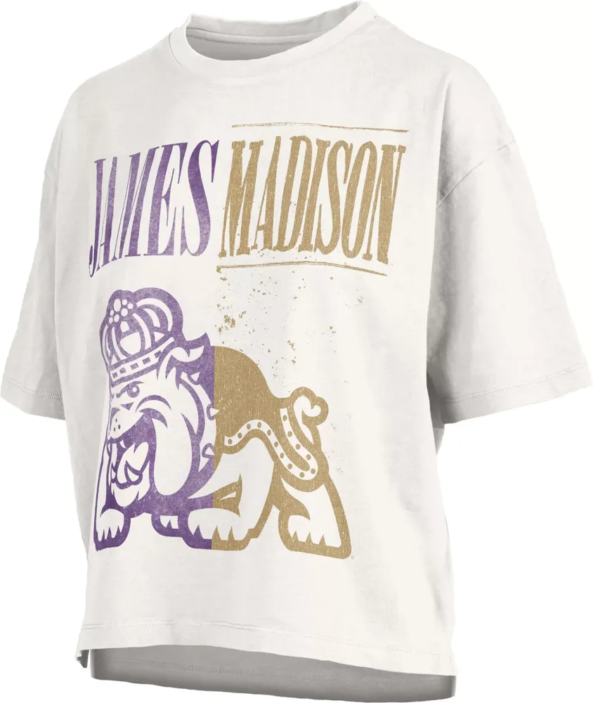 Pressbox Women's James Madison Dukes White Oversized Motley Crewneck T-Shirt