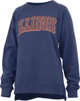 Pressbox Women's Illinois Fighting Illini Blue Michelin Twisted Crew Pullover Sweatshirt