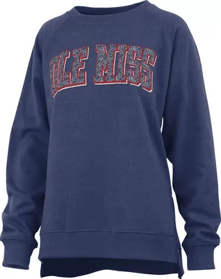 Pressbox Women's Ole Miss Rebels Blue Michelin Twisted Crew Pullover Sweatshirt