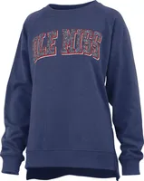 Pressbox Women's Ole Miss Rebels Blue Michelin Twisted Crew Pullover Sweatshirt