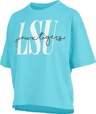 Pressbox Women's LSU Tigers Mint Oversized Motley Crewneck T-Shirt