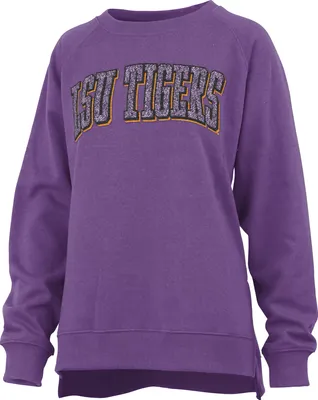 Pressbox Women's LSU Tigers Purple Michelin Twisted Crew Pullover Sweatshirt