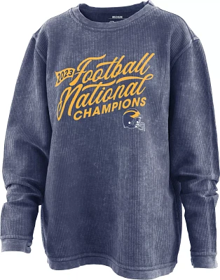 Pressbox Women's 2023 College Football National Champions Michigan Wolverines Corded Crew Sweatshirt