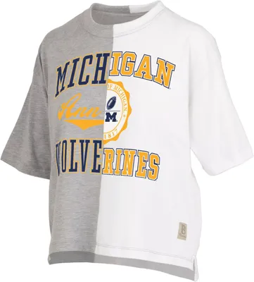 Pressbox Women's Michigan Wolverines Grey & White Half and T-Shirt